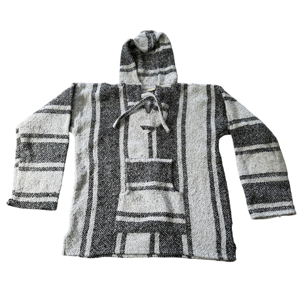 Vintage‎ Artesanias Cuamatzi Baja Hoodie Drug Rug M Mexico Striped 90s Pullover